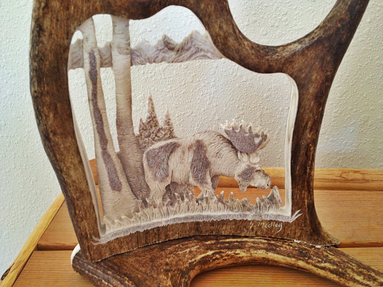 Bull Moose Antler Carving