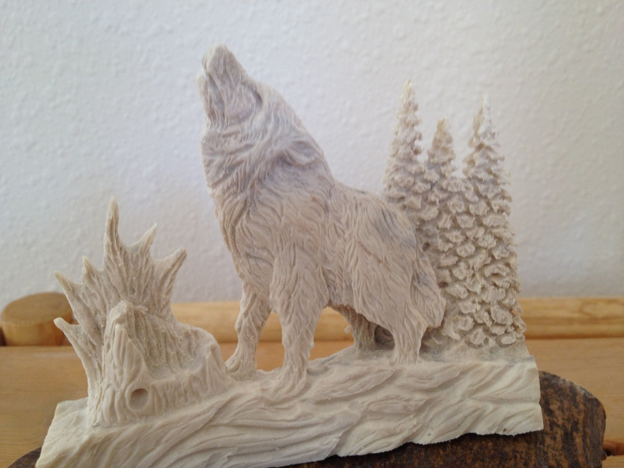 Howling Wolf Antler Carving