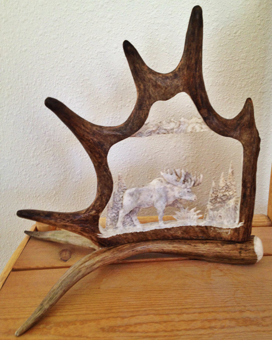 Bull Moose Antler Carving