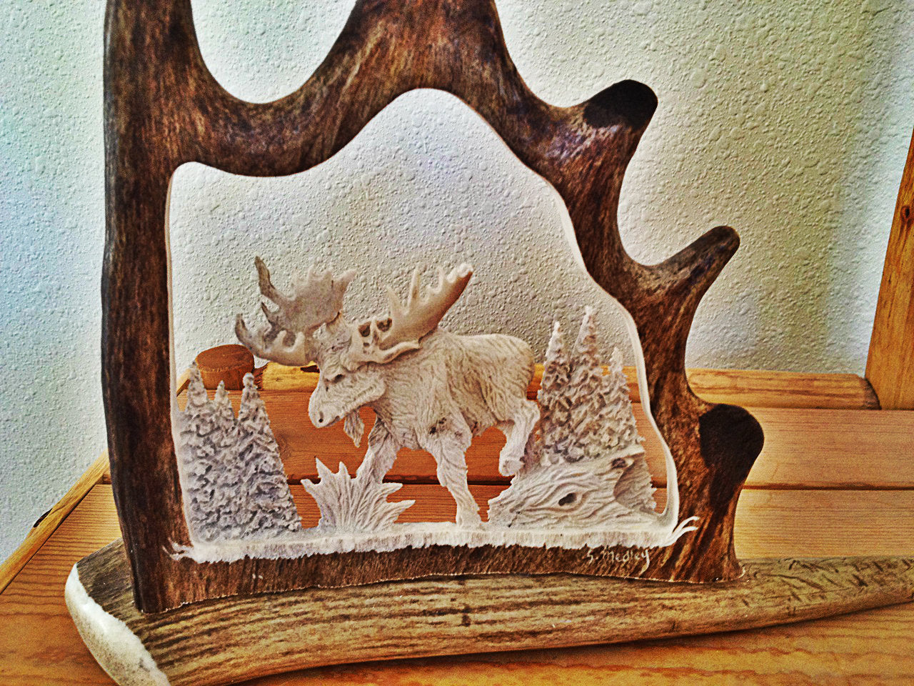 Bull Moose Antler Carving
