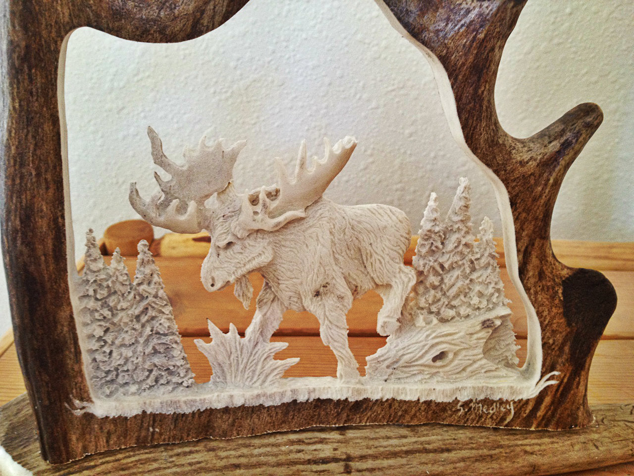 Bull Moose Antler Carving
