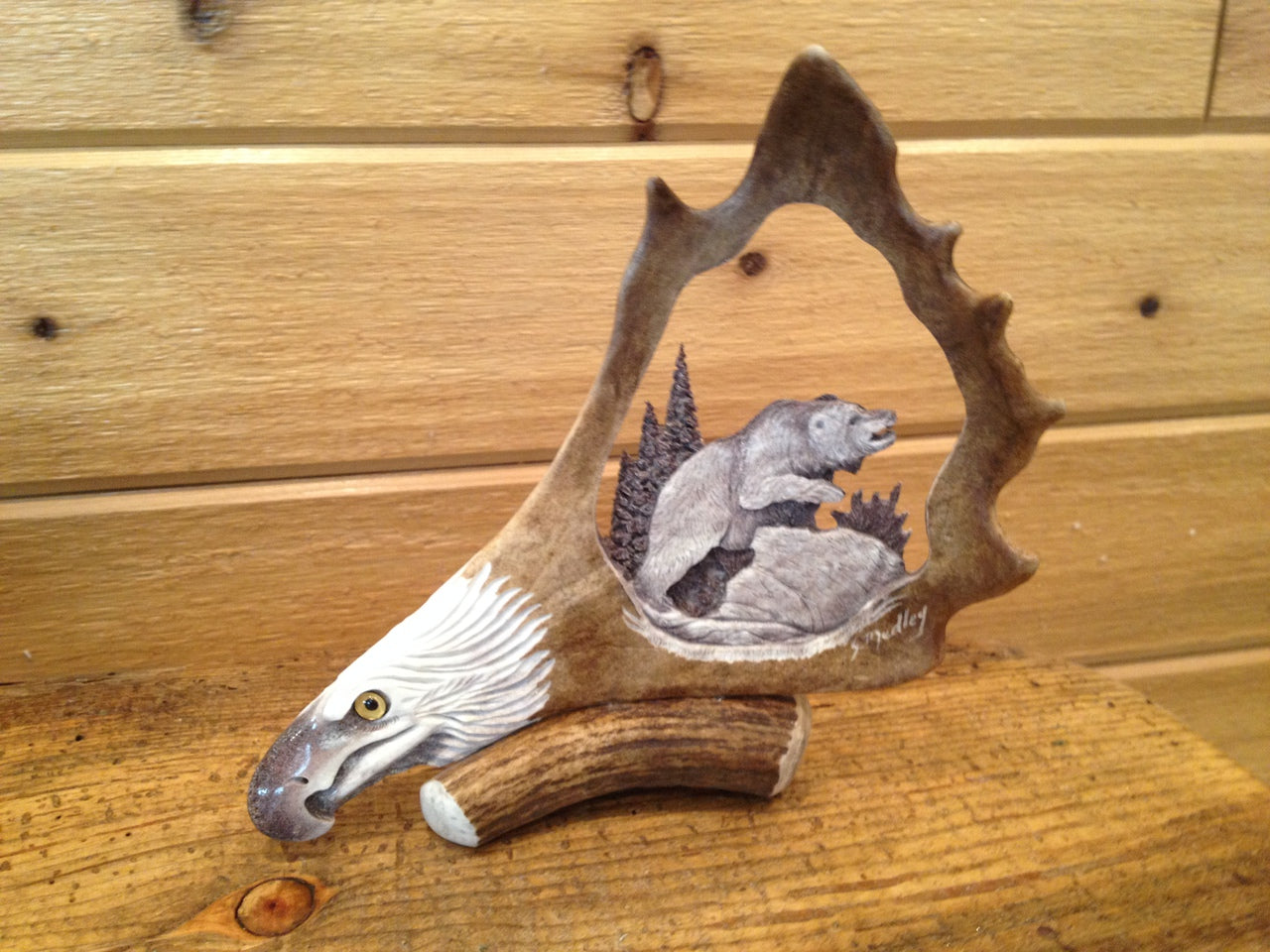 Wild Bear Antler Carving