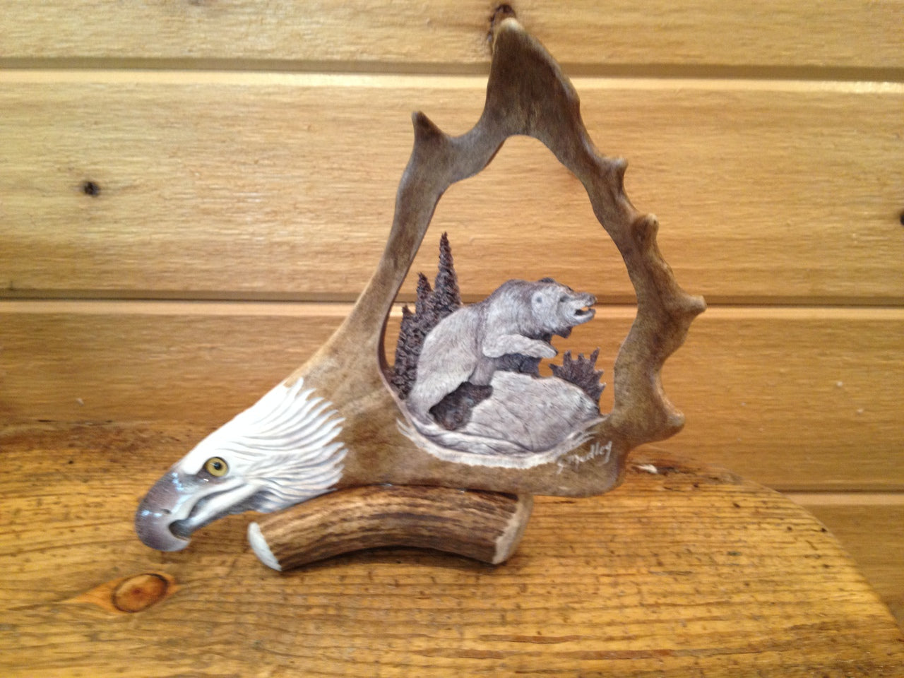 Wild Bear Antler Carving