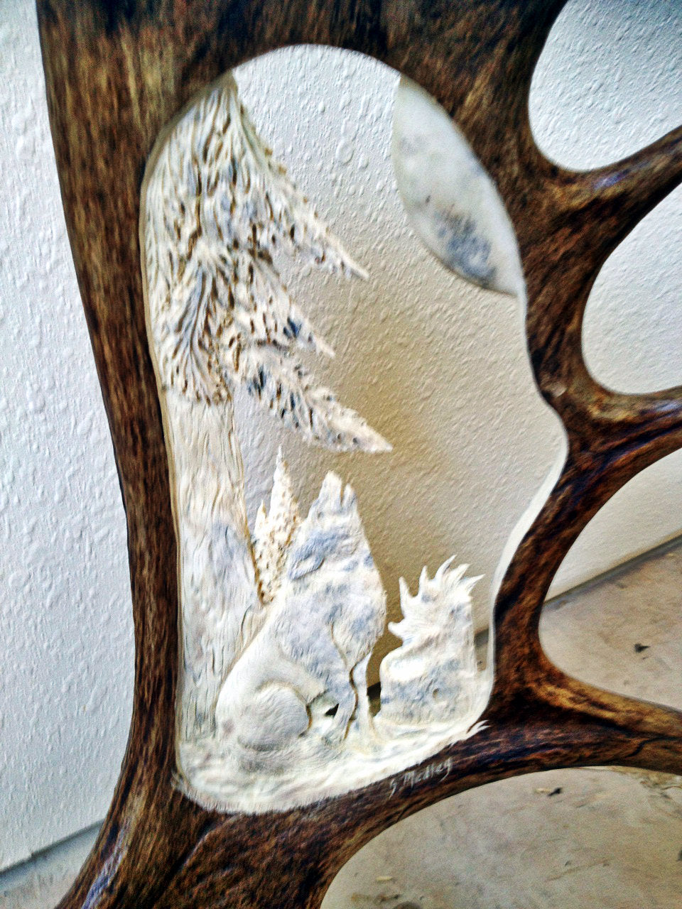 Wolf Midnights Voice Moose Antler Carving