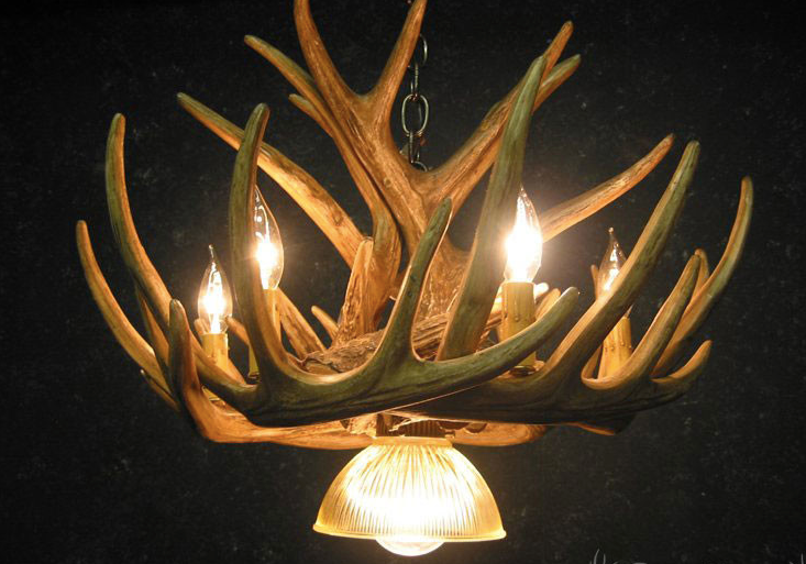 Lake Geneva Faux Deer Antler Chandelier, 24" W x 15" T