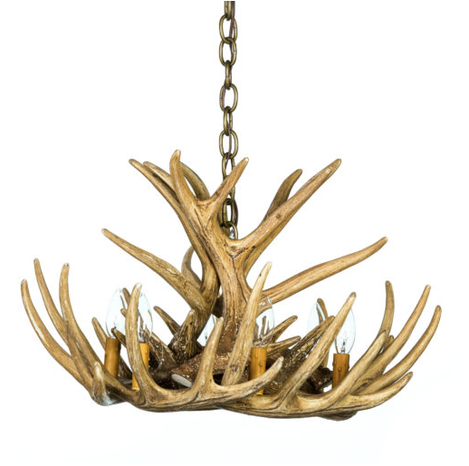 Lake Geneva Faux Deer Antler Chandelier, 24" W x 15" T