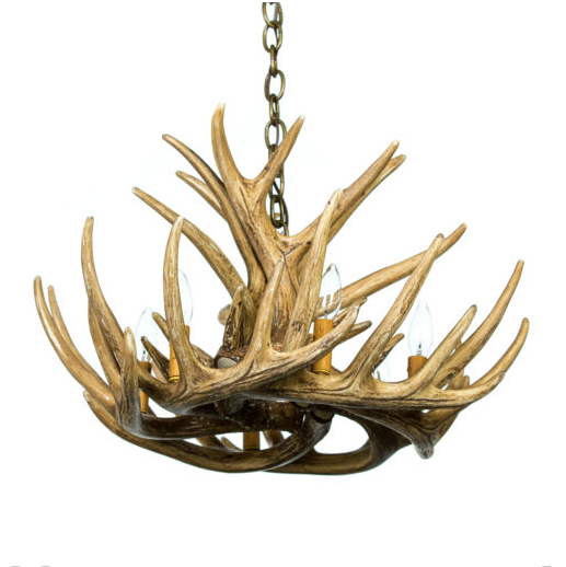 Lake Geneva Faux Deer Antler Chandelier, 24" W x 15" T