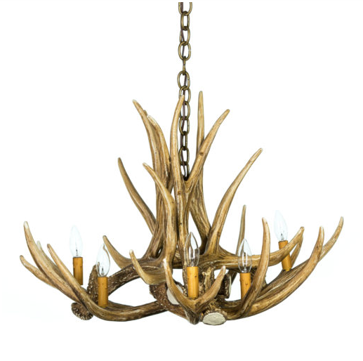 Kings Hill Faux Deer Antler Chandelier, 32"W x 20"T