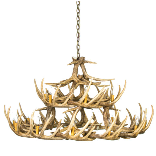 La Crosse Faux Deer Antler Chandelier, 50"W x 27"T