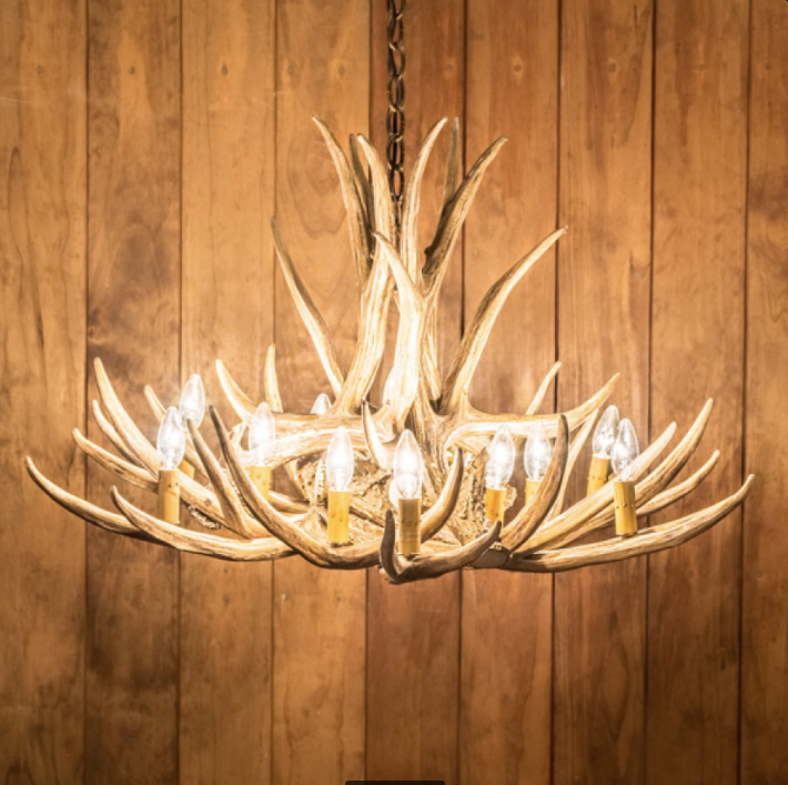 Kings Hill Faux Deer Antler Chandelier, 32"W x 20"T