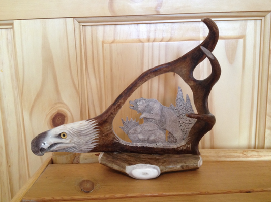 Wild Bear Antler Carving