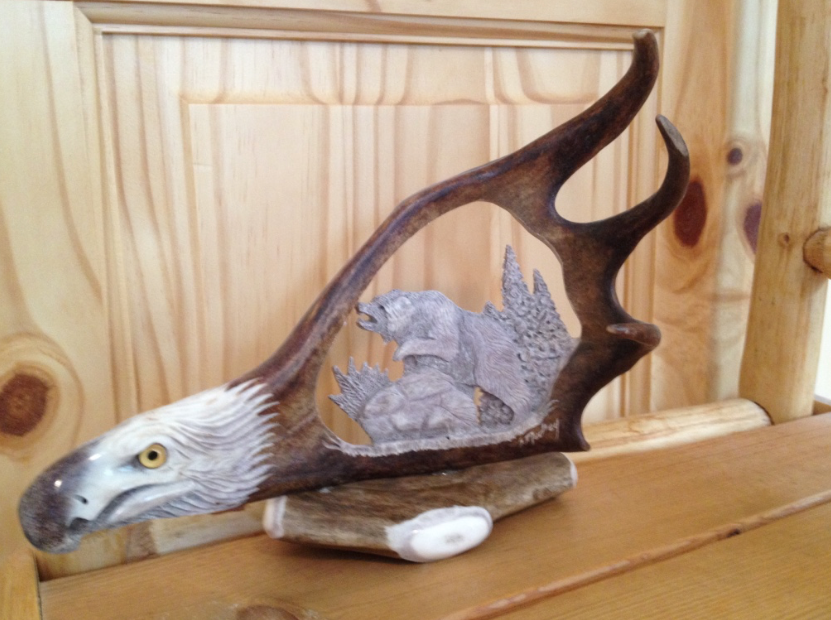 Wild Bear Antler Carving