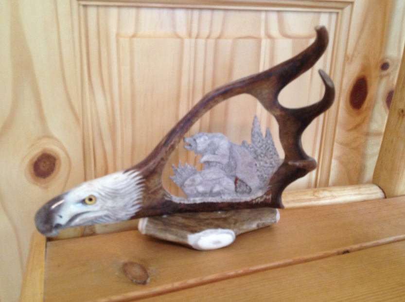 Wild Bear Antler Carving