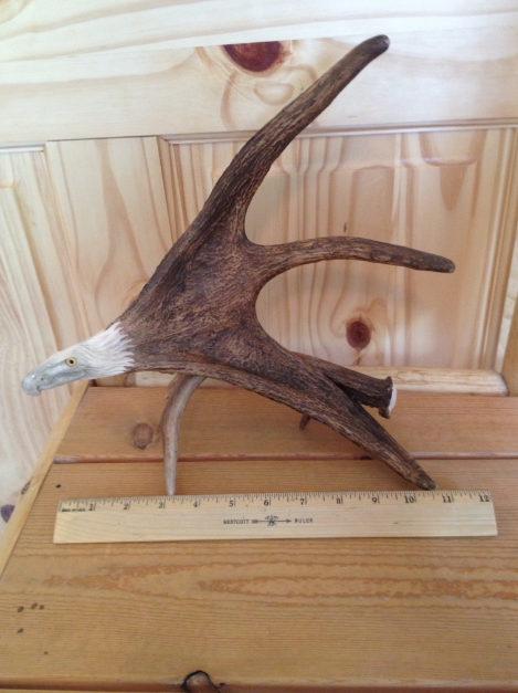 Soaring Eagle Antler Carving w/Antler Base