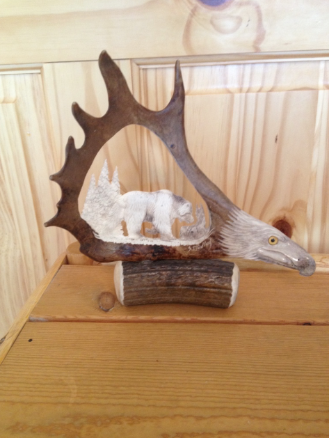 Wild Bear Antler Carving