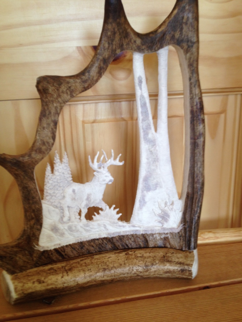 Running Deer or Caribou Antler Carving