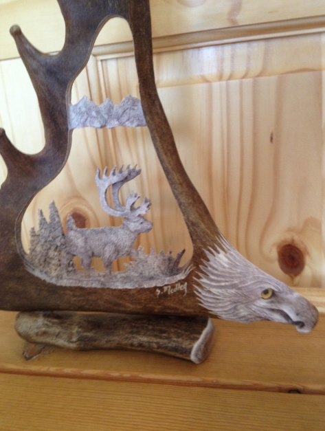 Walking Caribou Antler Carving