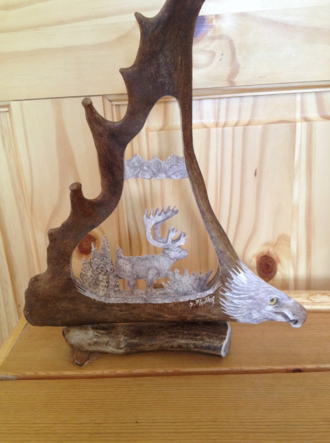 Walking Caribou Antler Carving