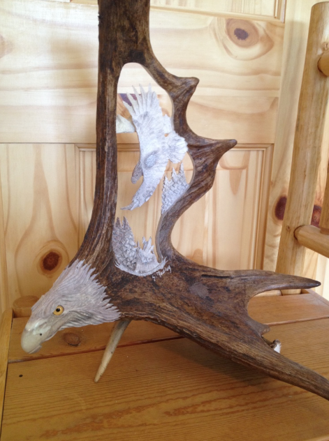 Flying Eagle Antler Carving