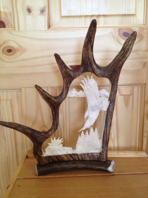 Banking Eagle Antler Carving