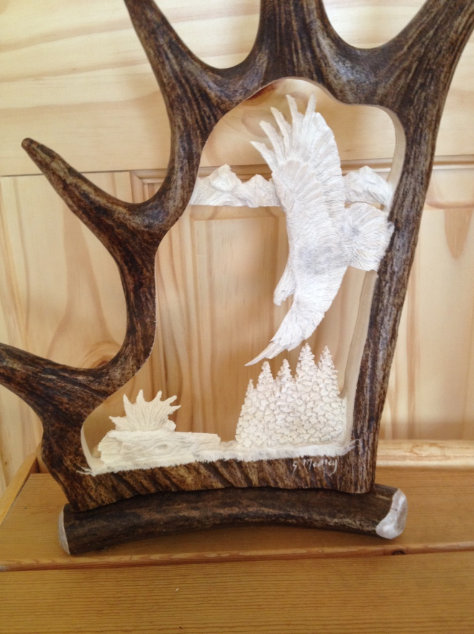 Banking Eagle Antler Carving