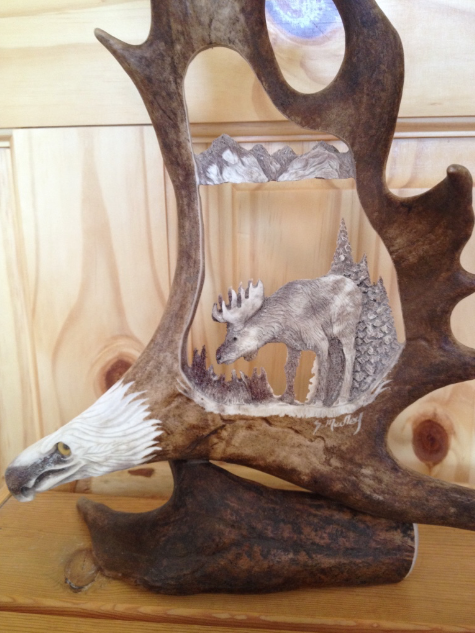 Wild Moose Antler Carving