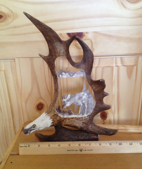 Wild Moose Antler Carving
