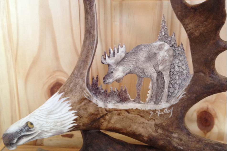 Wild Moose Antler Carving
