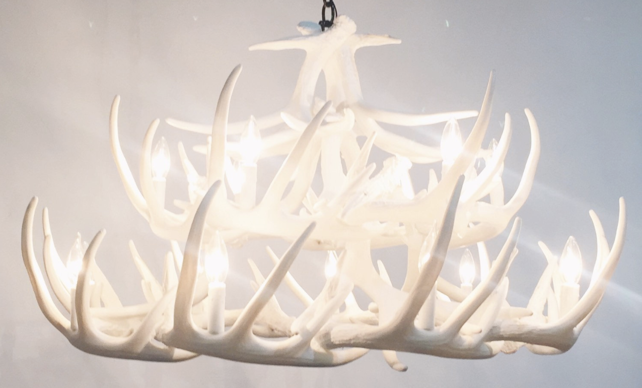River Drive Faux Deer Antler Chandelier, 42"W x 26"T