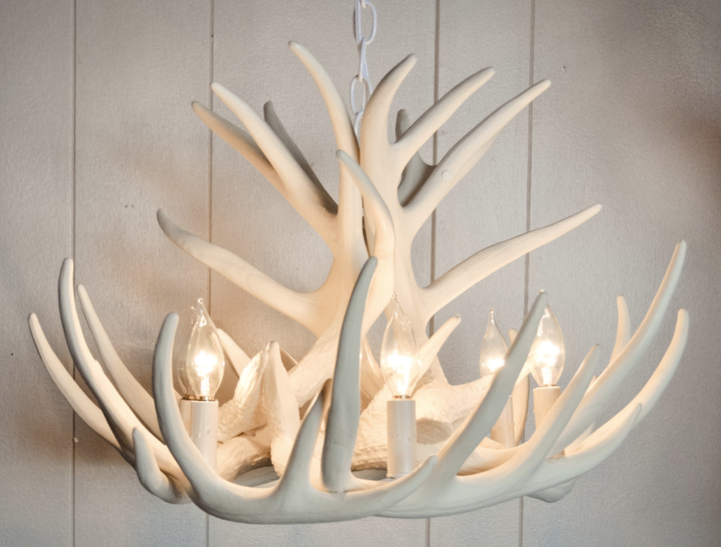 Lake Geneva Faux Deer Antler Chandelier, 24" W x 15" T