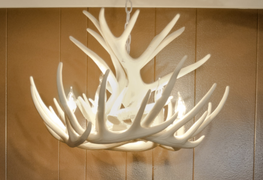 Lake Geneva Faux Deer Antler Chandelier, 24" W x 15" T