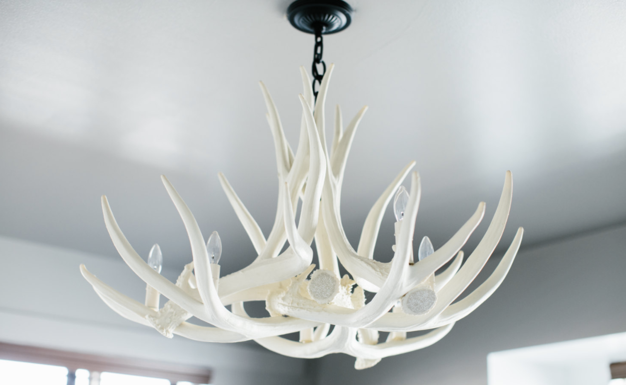 White FAUX ANTLER CHANDELIER