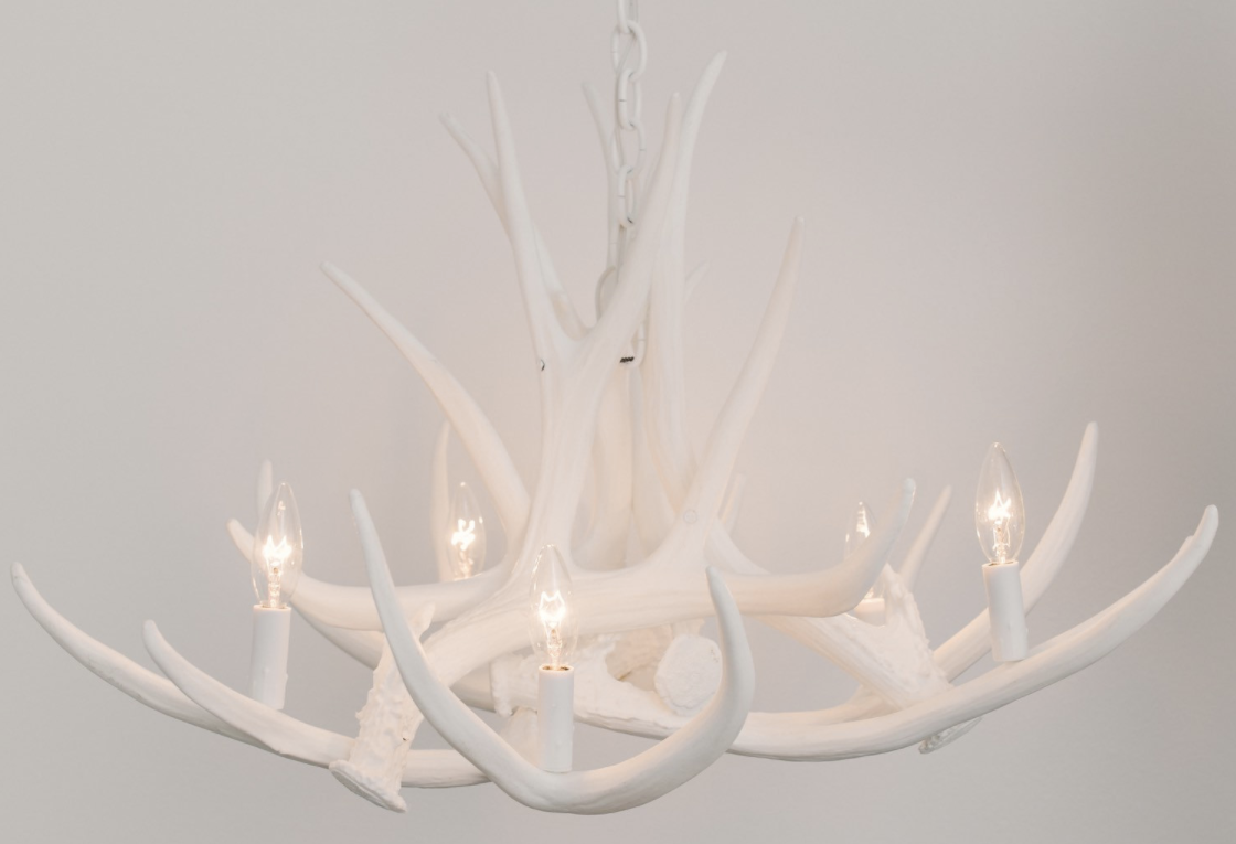 Kings Hill Faux Deer Antler Chandelier, 32"W x 20"T