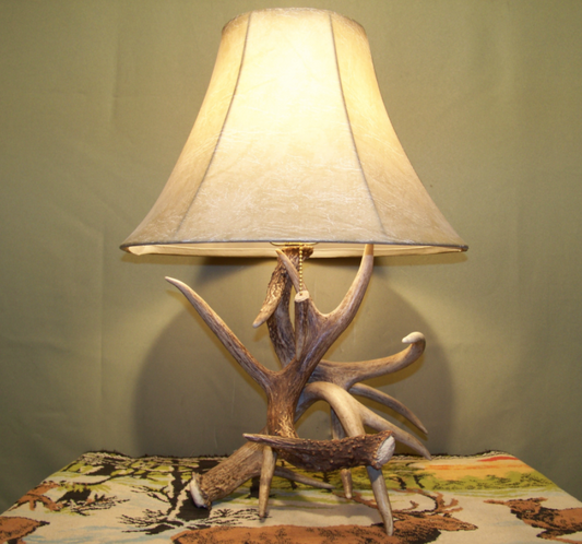 3 Antler Table Lamp, 18"t x15"w/ Antler Finial