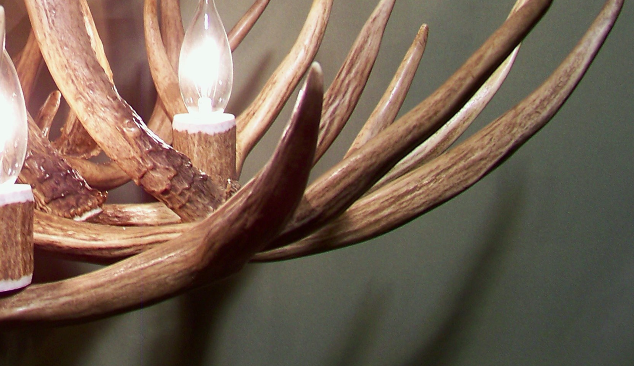 Selway Wilderness Deer Antler Chandelier, 27" W x 18" T, 4 Lights