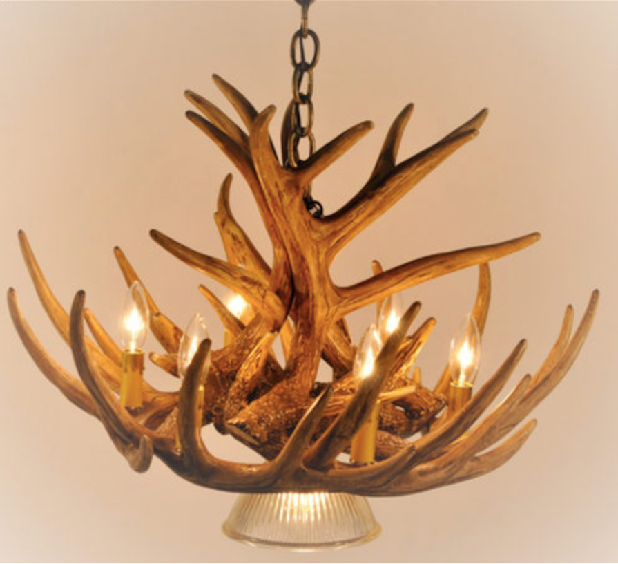 Lake Geneva Faux Deer Antler Chandelier, 24" W x 15" T