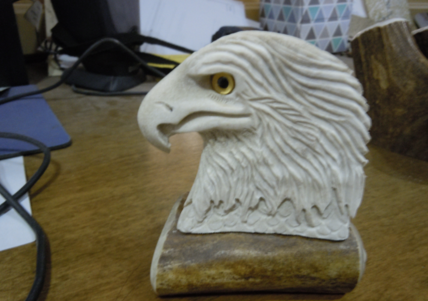 Eagle Head Antler Carving