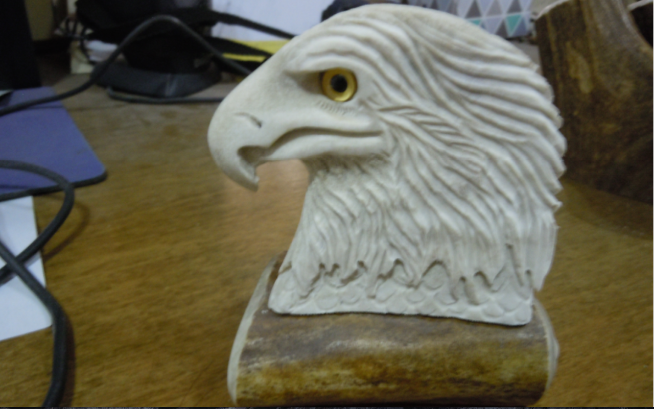 Eagle Head Antler Carving