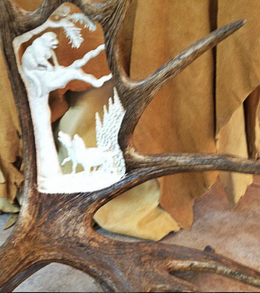 The Hunt Antler Carving, 24"