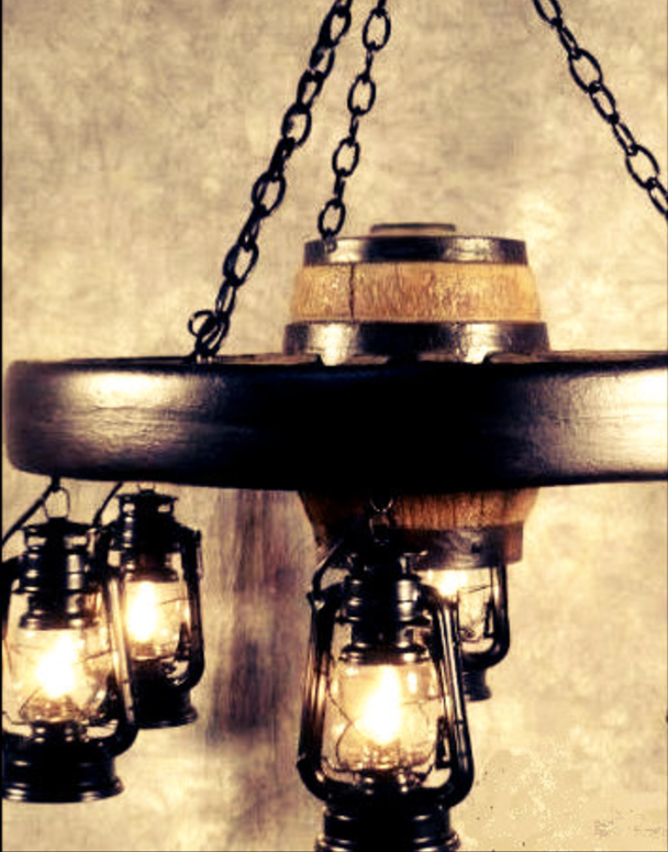 Rustic Wagon Wheel Chandelier