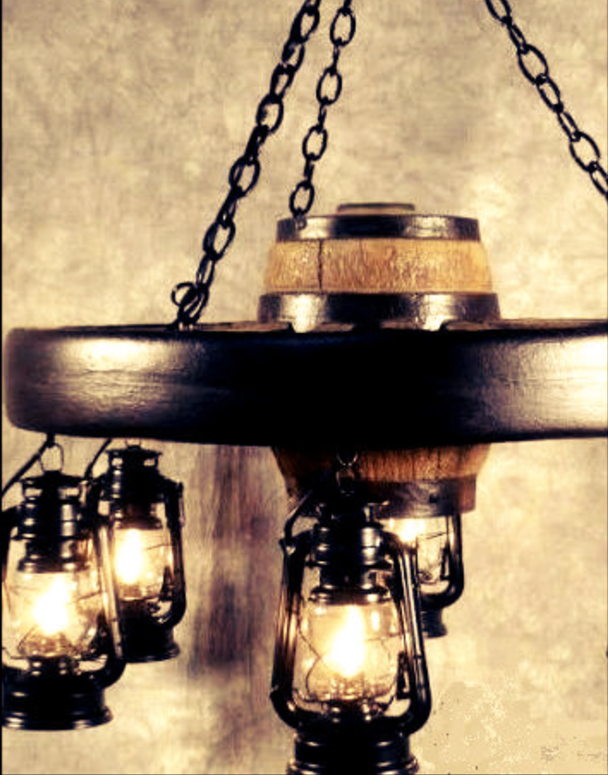 Bonanza Wagon Wheel Rustic Chandelier, 30"W x 12"T