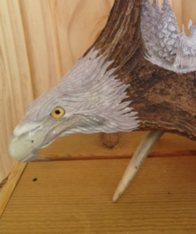 Flying Eagle Antler Carving