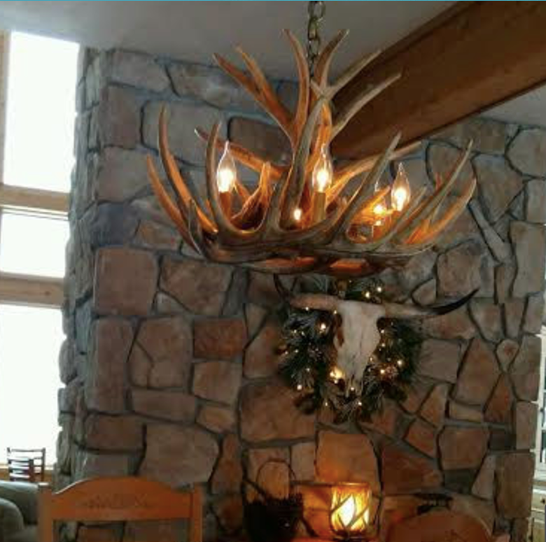 Lake Geneva Faux Deer Antler Chandelier, 24" W x 15" T