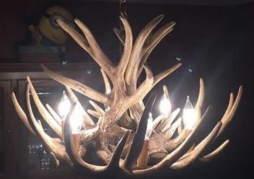 Lake Geneva Faux Deer Antler Chandelier, 24" W x 15" T