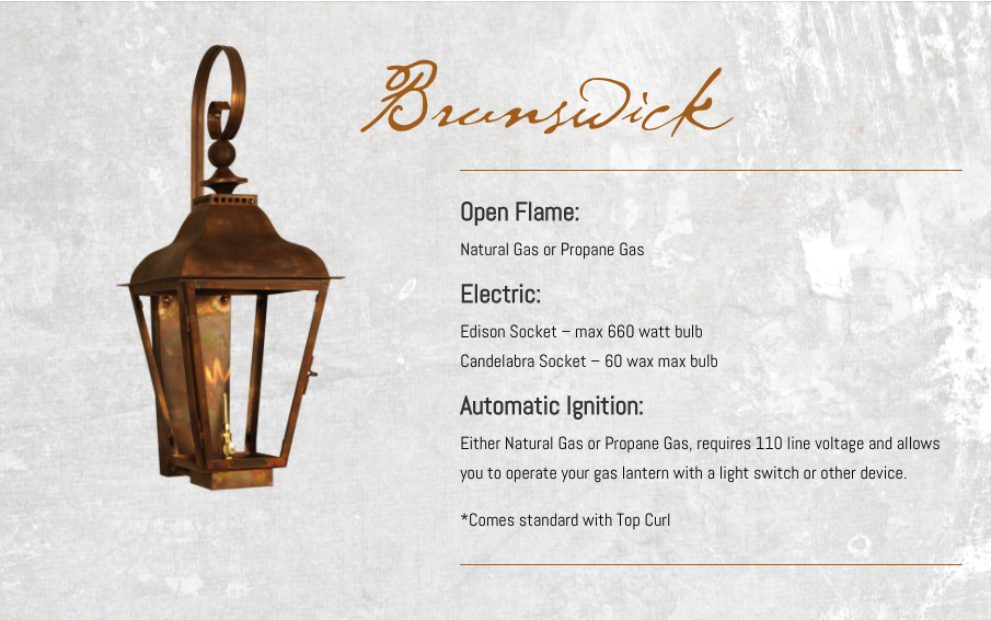 St. James Brunswick Copper Lantern With Top Curl
