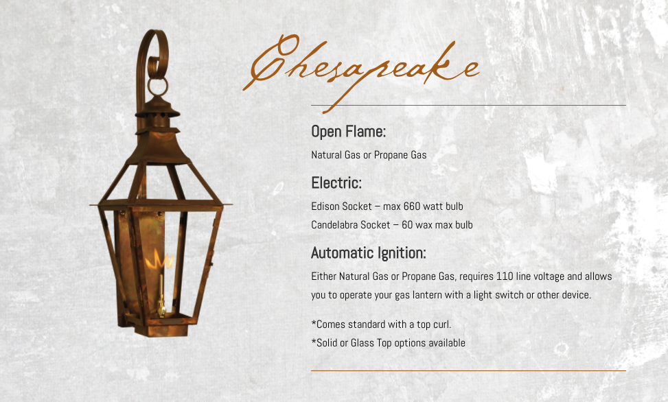 St. James Chesapeake Copper Lantern With Top Curl