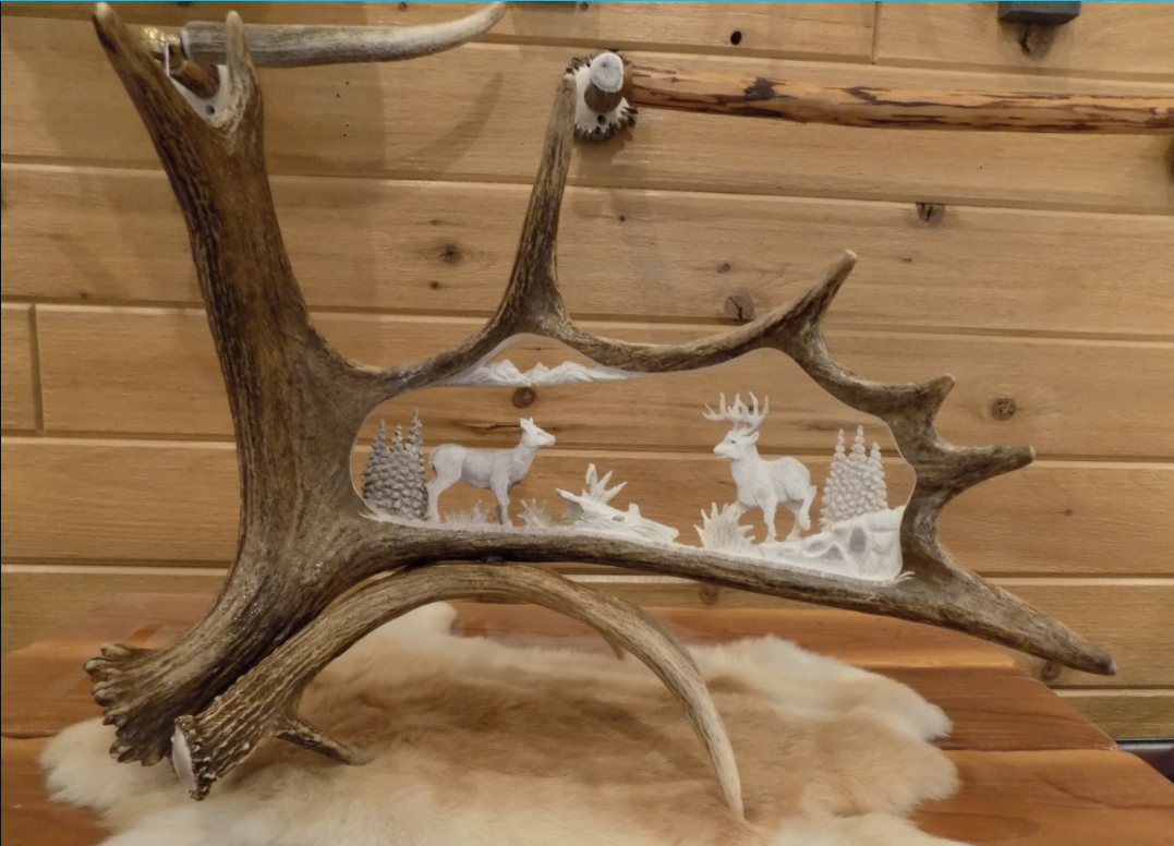 Whitetail Buck and Doe Antler Carving