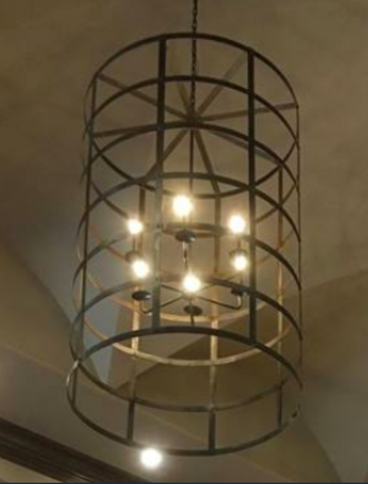 Round Steel Cylinder Chandelier Outdoor Gas Electric Copper Lantern Kitchen Island Pendant Ceiling Light Fixture Chandelier Entryway Patio Light Pendant Kitchen Island Lighting