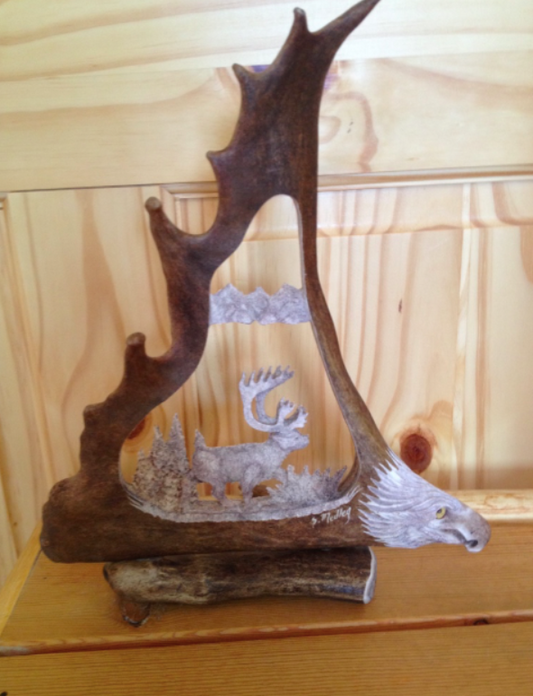 Walking Caribou Antler Carving