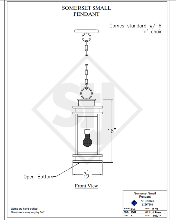 St. James Somerset Copper Lantern Pendant Light